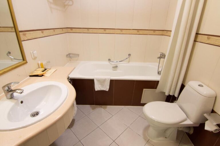 Bathroom of Deluxe room in Grand Tien Shan Hotel Almaty