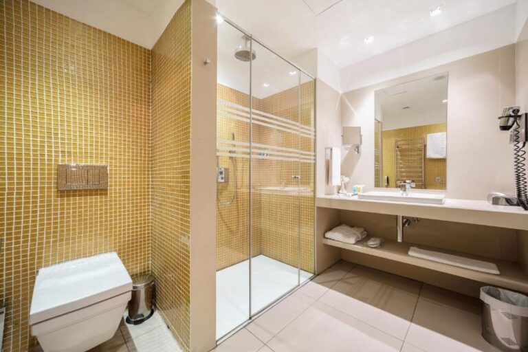 Bathroom of Standard Single room in the dostyk hotel almaty