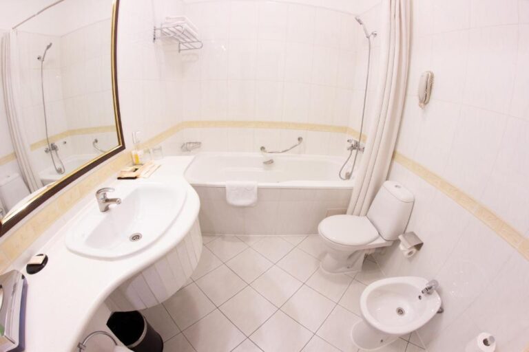 Bathroom of Superior room in Grand Tien Shan Hotel Almaty