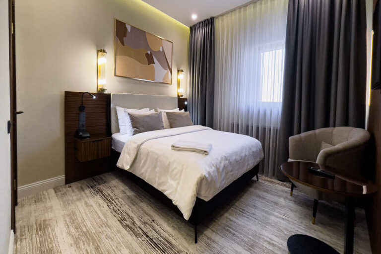 Bedroom of junior Premium suite in Hotel Kazakhstan