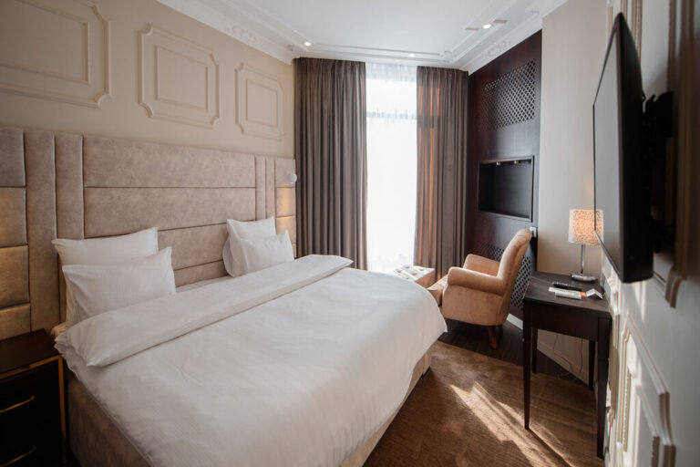Bedroom of queen suite in Hotel Kazakhstan