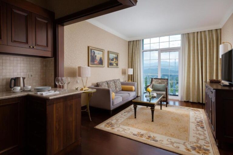 Living Area of Deluxe Suite in Rixos Almaty