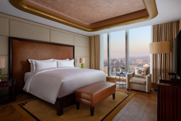 bedroom of The Ritz-Carlton Suite in Almaty