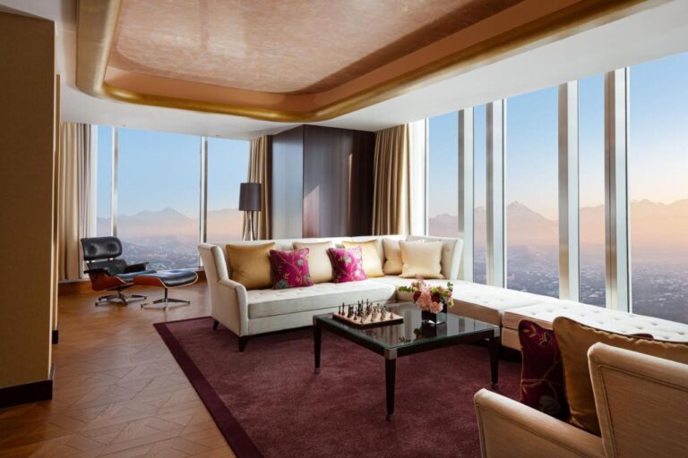living area of The Ritz-Carlton Suite in Almaty